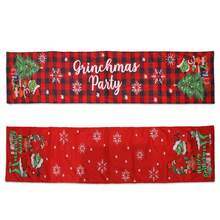 The Grinch مفرش طاولة ميرى جرينشماس، مفرش طاولة بموضوع عيد الميلاد، ديكور غرفة الطعام للعطلات الشتوية لحفلة العشاء، ديكور طاولة المطبخ وغرفة الطعام لحفلة العطلات للمنزل - متعدد الألوان - مشاهدة 6