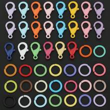 120pcs DIY Keychain Making Parts Random Mixed Colors Include 40pcs Lobster Clasp + 80pcs Jump Rings, Zinc Alloy Spring Clasp Hook Connector Suitable For Braided DIY Keychain Pet Collar Connector Open Connection Ring Bag Charm Keychain Accessories Making Materials DIY Keychain Accessories Making - Lobster Buckle & Jump Ring - View 8