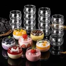 1/10/20/30/40/50/60/80/100pcs Spherical Transparent Mini Dessert Bowl Set, Minimalist Round Belly Design With Outstanding Aesthetics, Easy To Arrange And Display, Suitable For Dessert Table, Banquet Party, Coffee Shop, Bakery Store, Serving Ice Cream, Pudding, Small Desserts, Enhancing Table Atmosphere, Multi-Specification Practical Dessert Container - Clear - View 2