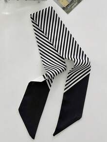 6件組女款彩色條紋花卉佩斯利印花絲巾髮帶，休閒優雅日常約會多用途禮品配件 - 彩色 - 查看 6