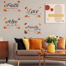 4pcs Thanksgiving Fall Harvest Wall Decal, Faith Love Hope Family Inspirational Quote Sticker, Maple Leaf Turkey Pumpkin Removable PVC Wall Sticker For Autumn Home Room Decor - Wall Stickers - View 6