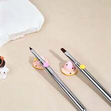 1pc Cute Ghost Ceramic Nail Brush Cup Mini Nail Brush Cleaning Container Pen Holder Practical Nail Tool, Suitable For Home And Nail Salon - Multicolor - View 5