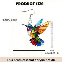 1 Pair Cartoon Colorful Hummingbird Acrylic Decorative Fashion Earrings, Jewelry Gift - Multicolor - View 4