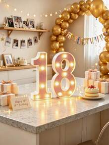 1pc Pink Sequin Glowing Letter/Number Desktop Decorative Night Light, Romantic Proposal Birthday Party Atmosphere Light, Guide Light - Q2-pink Letter Light - View 9