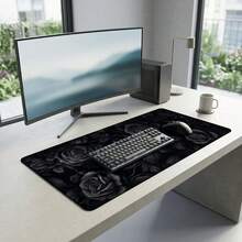 Black Rose Pattern Mouse Pad, Artistic Design Style, Large Desk Mat, Natural Non-Slip Rubber Base, Suitable For Work, Gaming, Office, Home, Women Friends, Back To School Gift, Gaming Mouse Pad, Desktop Accessories, Office Supplies, Desktop Decoration - A - View 4