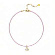 Water Drop Shaped Cubic Zirconia Pendant Silk Rope Necklace, Suitable For Women, Exquisite Bezel Design, Transparent Cubic Zirconia Minimalist Necklace Jewelry Gift. - Milan Rope Pendant Necklace - View 13