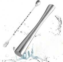 26 Cm Long Silver Mojito Muddler With Mixing Spoon, Suitable For Making Drinks And Juices - View 8