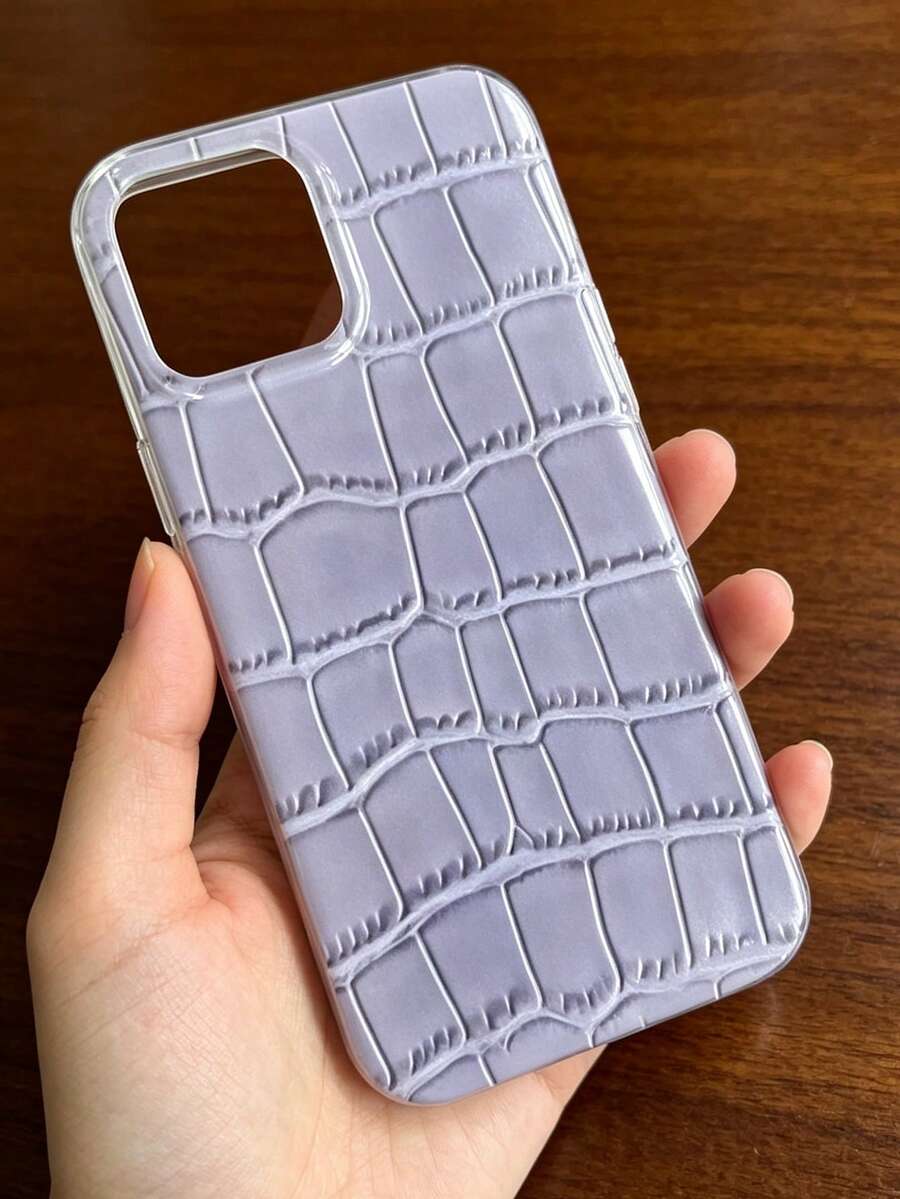 1 buah Casing Ponsel Kulit Embossed Kotak-kotak Mewah Niche Estetik Pilihan Selebriti, Minimalis Warna Solid Tahan Aus Anti Benturan Hard Shell, Kompatibel Dengan iPhone 11-17 Pro Max Semua Seri - MultiWarna - View 1