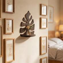 Wooden Decorative Candle Tray, Leaf Design Wall Mount Tray, Leaves Candle Stand Holder For Bedroom Living Room Home Decor - Brown - View 8