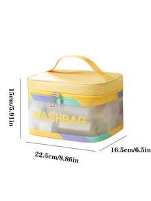 1pc Transparent PU Material Colorful Portable Cosmetic Bag, Large Capacity Travel Toiletry Bag Storage Bag, Suitable For Cosmetics, Toiletries, Fashion And Multi-Function, Cute Gift For Women Makeup Travel Toiletries Storage Bag - Multicolor - View 8
