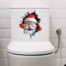 Christmas Creative Wall-Breaking Cartoon Santa Claus Living Room Room Background Wall Decor Wall Sticker - A - View 6