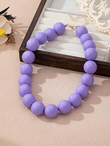 OABE 1pc Bohemian Style Dopamine Jelly Color Round Beaded Necklace, Suitable For Women's Daily Wear, Multiple Colors Available - 20 Beads - View 17