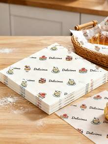 100/200pcs Greaseproof Baking Paper, Wax Paper, Suitable For Cakes, Sandwiches, Picnics, Also Can Be Used As Fast Food Wrapping Paper, Basket Liners, Air Fryer Liners, Kitchen General Use - Multicolor - View 2