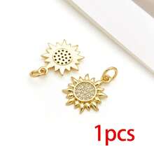 1pc 18K Golden Plated Celestial Charms Paved Crystal Sun Moon Star Rainbow Mini Pendants For DIY Bracelet Necklace Earring Jewelry Making Findings - Gold - View 12