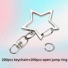 30/50/100pcs Star Lobster Clasp Keyring Clips With Hook And Jump Rings, Suitable For DIY Keychain Jewelry Making - Star-shaped Keychain - View 17