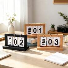 1pc Minimalist Solid Wood Calendar 2025 Desktop Calendar Decorative Calendar Perpetual Calendar Suitable For Bedroom, Study, Office Decoration Holiday Gift - View 5