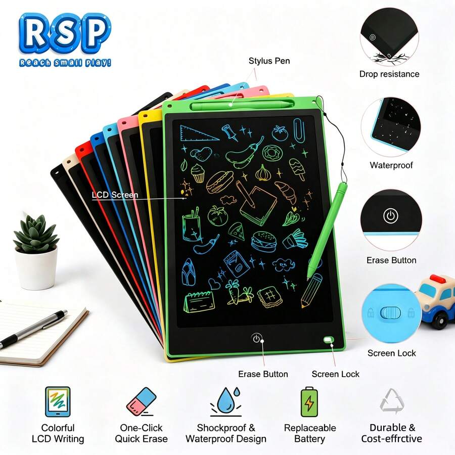8.5 Inch LCD Electronic Drawing Board - Colorful Erasable Portable With Stylus | School Office Home Note-Taking Christmas Gift - Multicolor - View 1