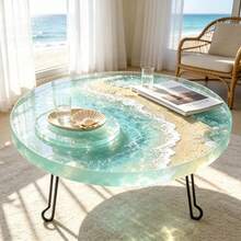 19.69in Large Diameter Round Epoxy Resin Tabletop Silicone Mold, DIY Ocean Beach Landscape Round Table Coffee Table Casting Mold, Flexible Foldable Easy Demolding, Handmade Resin Art Tabletop Making Tool - 19.69in River Table Silicone Mold - View 3