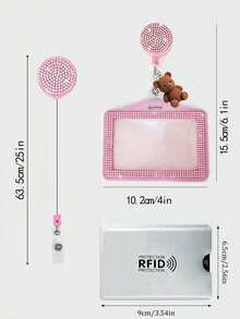 Bao đựng thẻ ID đính đá lấp lánh, phụ kiện gấu dễ thương, bao đựng thẻ ID ngang đính đá kèm kẹp lấp lánh, bao đựng thẻ ID đính đá nhỏ có thể kéo dài, bao đựng thẻ ID dễ thương, bao đựng thẻ pha lê lấp lánh có thể kéo dài - Nhiều màu - Xem 9