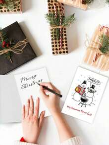 1pc "Why Snowmen Never Grill" Funny Christmas Card With Envelope - Humorous Snowman Joke Greeting For Holiday Parties, Blank Inside - Multiple Styles - View 4
