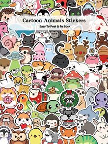 100pcs Cute Cartoon Animal Stickers, Watercolor Animal Stickers, Zoo Stickers, Decorative Stickers, Stationery Stickers, Waterproof Vinyl Stickers, Suitable For Water Bottles, Computers, Laptops, Phones, Suitcases, Notebooks, Refrigerators And More. - J - View 1