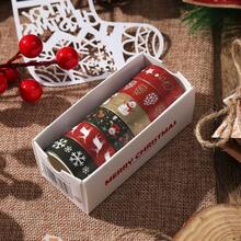 6 Gulungan Set Pita Washi Natal Kreatif Motif Kartun DIY Bahan Renda Stiker Dekoratif untuk Perencana - Set - View 8