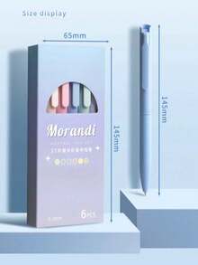Set Pulpen Gel Tarik Seri Morandi Isi 6 Buah, Warna Campuran, Ujung Pena 0.5mm ST, Tinta Cepat Kering, Tulisan Halus, Pulpen Berwarna, Cocok untuk Bullet Journaling/Catatan/Menggambar, Perlengkapan Sekolah Anak Perempuan, Perlengkapan Sekolah, Alat Tulis Lucu, Perlengkapan Kuliah, Perlengkapan Kantor, Mahasiswa - Beraneka warna - View 3