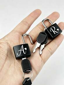 Portable Small Plastic Luggage Lock With White Heart Pattern And A-Z Letters, Includes 2 Keys. This Mini Metal Key Lock Is Suitable For Travel Bags, Backpacks And Suitcases, And Is An Ideal Gift For Back To School Or Graduation Season. - Multicolor - View 8