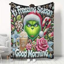 The Grinch بطانية فلانيل وحش أخضر، بطانية فلانيل ناعمة دافئة سميكة للشتاء، بطانية قيلولة مكتبية بشخصية كرتونية أنمي لطيفة، بطانية دافئة للتخييم في الهواء الطلق، بطانية سرير ومرتبة دافئة للشتاء، بطانية أريكة، بطانية سفر، بطانية سرير، بطانية تكييف هواء، بطانية شال دافئة لمقعد السيارة، هدية عيد الميلاد للعائلة والأصدقاء، زي هالوين - متعدد الألوان - مشاهدة 13