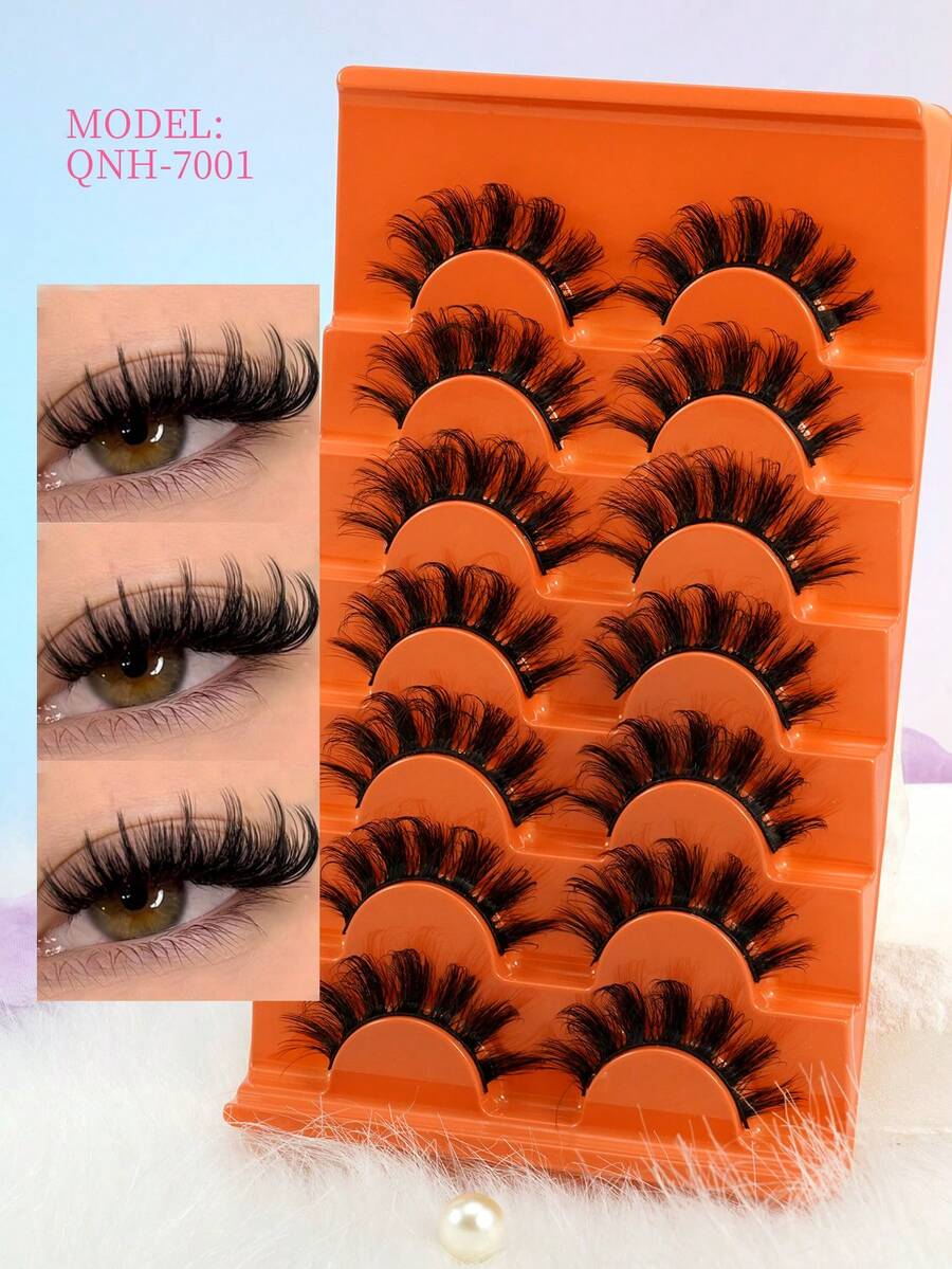 7 Pairs Thick Voluminous Full Lash False Eyelashes, 3D Big Eye Camera-Ready Style - View 1