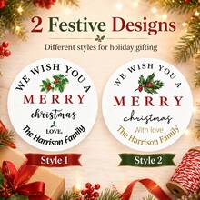 35-350pcs Custom Christmas Holly Name Stickers, Personalized Round Holiday Gift Labels, Festive Merry Christmas Style, Customized Text Gift Stickers, Customizable Family Message Seals, Gift Wrapping Decor, Christmas Party Favors, Holiday Gifts - Multicolor - View 3