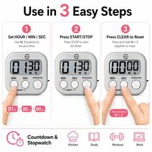 2pcs Digital Electronic Timer Set, High-Definition LCD Large Number Display, Sensitive Buttons Easy To Operate, Counting And Countdown Function, Magnetic Mount, Practical Timing Tool For Baking, Cooking, Laboratory, Office, Study, Sports Training - A - View 5