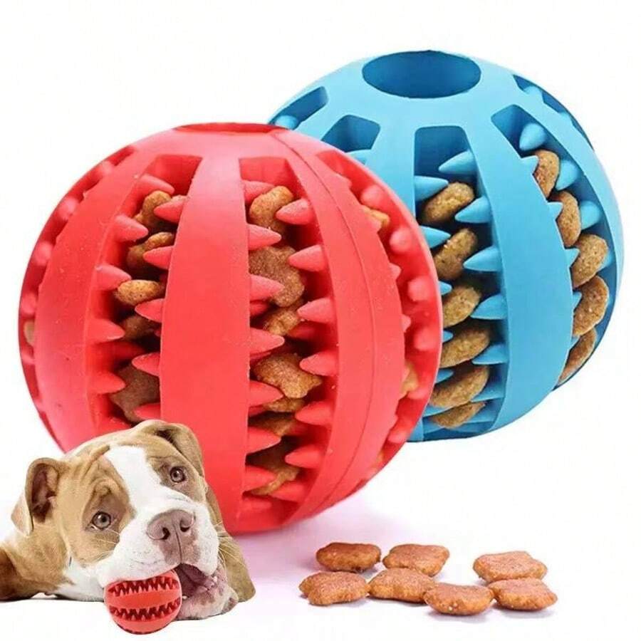 This Rubber Chew Ball Is Specially Designed For Dogs, Durable And Wear-Resistant, Helping To Clean Dog Teeth. The Ball Can Also Be Filled With Treats. Pink And Other Colors Of Toys Provide Different Happy Experiences For Dogs. - Multicolor - View 1