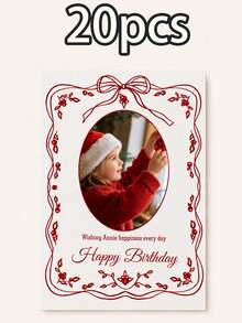 Custom Photo Greeting Card With Text, Personalized Birthday Celebration Card, Elegant Bow Frame Style, Customized Picture Keepsake, Customizable Message Card, Party Table Decor, Birthday Gift, Anniversary Gift, Holiday Greeting Card, Christmas Gifts - Style C - View 12