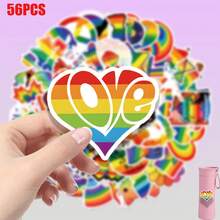 56pcs Rainbow Style Creative Pattern LGBTQ Theme Stickers Suitable For Decorating Laptop Decals, Notebook Cover Stickers, Stickers, Tablet Stickers, Phone, Electronic Product Stickers Decals And Other Smooth Surfaces For Decoration, Gift Wrapping, Or As A Unique Gift For Friends. - 56 Pcs - View 6