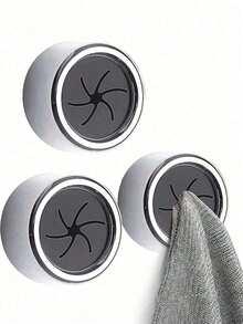 3pcs Kitchen Towel Rack, Self-Adhesive Wall-Mounted Cloth Hook, Round Wall-Hanging Towel Storage Rack, Suitable For Bathroom, Kitchen, Home, Wall, Cabinet, Garage - Multicolor - View 2
