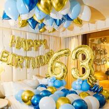 113pcs Navy Blue & Gold Balloon Garland Arch Set, Suitable For Birthday, Baby Shower, Wedding And Various Party Decorations (Includes Navy Blue, Metallic Gold And Foil Sequin Balloons) - View 5