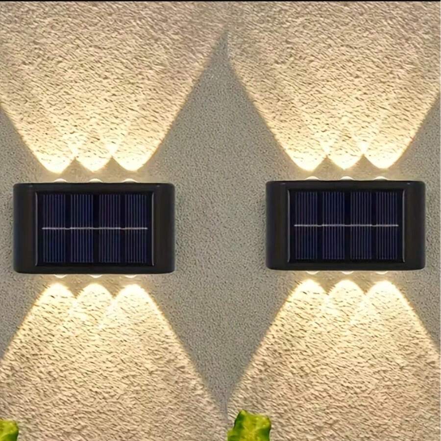 Solar Powered Outdoor Wall Light 6-LED Solar Spotlight Landscape Balcony Outdoor Wall Decor Light Outdoor Wall Hanging Light Dusk To Dawn Sensor