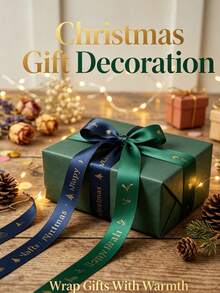 Custom Name Ribbon For Gift Wrapping, Personalized Satin Ribbon With Text, Christmas Wedding Birthday Party Packaging Decoration - Multicolor - View 2