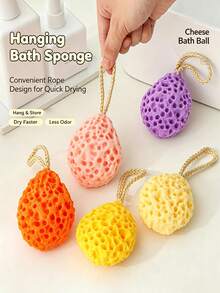 Honeycomb Bath Sponge Ball, Soft Skin‑Friendly Shower Loofah, Durable No‑Falling‑Apart Bath Mesh Sponge, Cute Kid‑Friendly Bath Ball For Body Exfoliating, Rich Lather Foaming Bath Puff With Hanging Rope, Reusable Household Bath Accessory - Multicolor - View 3