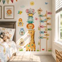 Large Photo Frame Height Measurement Wall Decal Cute Animal Growth Chart Wall Sticker, Height Ruler Decal With Photo Frame Design, Cartoon Jungle Wall Decor For Home Room Decoration - Wall Stickers - View 3