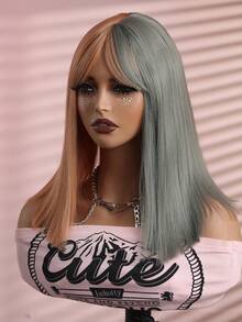 Halloween Straight Hair Wig With Bangs 14Inch Red Black/Orange Grey,Rose Mesh Hat,Suitable For Women,Aesthetic Synthetic Hair Wig,Wig Suitable For Halloween, Suitable For All Races,Retouch Your Face - Multicolor - View 8