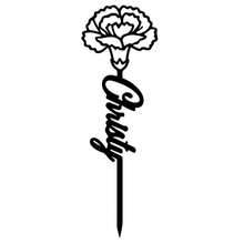 1pc Customized Floral Memorial Stake, Metal Tombstone, Rose Cemetery Plaque, Birth Flower, Memorial Garden Stake - Black - View 43