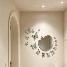 16pcs/Set 3D Acrylic Butterfly Wall Stickers Decor, Mirror Waterproof Self-Adhesive Decals, For Home Daily Decoration, Flat Surfaces, Walls, Study, Living Room, Door Decoration, Irregular Stickers - Multi-color - View 4
