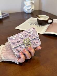 女款手風琴式卡夾，亮面鱷魚壓紋搭配金屬裝飾，多卡槽與鈔票隔層，迷你錢包，旅行必備，夏季黑色，假期畢業教師感謝禮，生日禮物，母親節禮物 - 紫色 - 查看 1