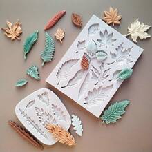 2PCS Leaf Silicone Molds, Tree Leaves Shape Mold, Resin Plaster Polymer Clay Soap Mold, Christmas Decorating Tool - A - View 1