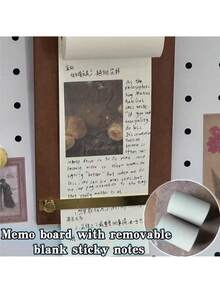 2pcs/1pc Retro Memo Board With Tearable Blank Sticky Notes, Clipboard Sticky Notes, Pull-Out Notebook, Retro Wooden Board With Roll Memo Paper (Sold Separately), Back-To-School Season Supplies, Essential Items For Daily Life, Study, And Work - Multicolor - View 5
