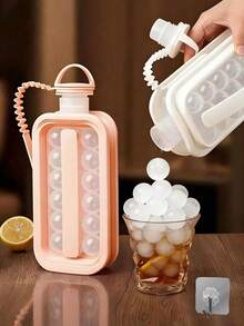 1pc Ice Ball Ice Cube Maker Water Bottle With Lid, Portable Silicone Tray And Water Bottle 2-In-1, Multi-Cavity Mold, Ice Bag, Ice Bucket, Suitable For Home Bar Party, Easy Release Ice Maker, Suitable For Beverages, Juice, Whiskey, Cocktails, Summer Kitchen Tool - Multicolor - View 2