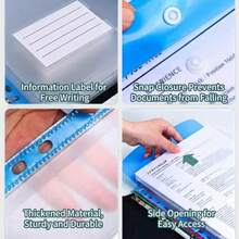8pcs A4 Snap Button File Folders (4 File Folders + 4 Label Cards), 11-Hole Loose Leaf Binder Pockets, Thickened PVC File Storage Folders With Snap Buttons, Random Colors, Durable A4 Loose Leaf Folders, Suitable For School, Office And Home Storage Organization - Large Capacity File Bag - View 10