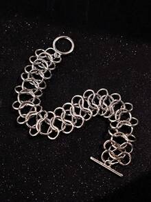 1pc Personalized Hip-Hop Punk Fashion Niche Design Casual Sexy Round Ring Bracelet, Men's Daily Holiday Party Wear Jewelry - Multicolor - View 6